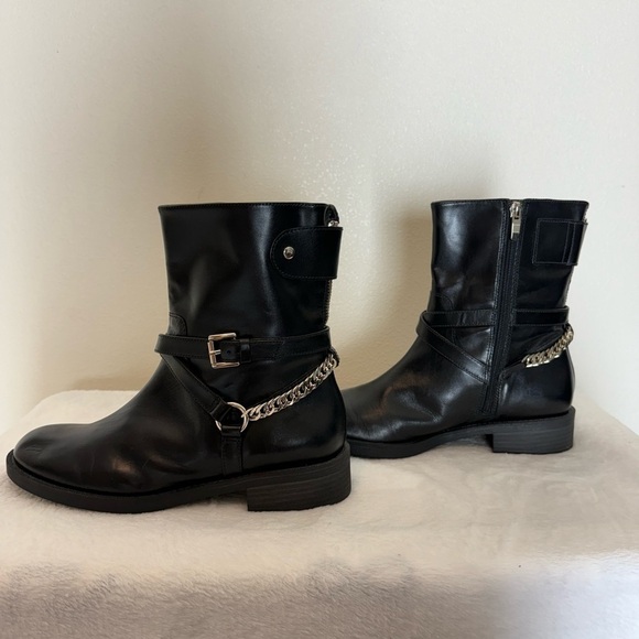 New! Retail $180 Enzo Angiolini Moto Black Leather Boots Size 9.5 - Picture 4 of 7